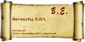Bereszky Edit névjegykártya